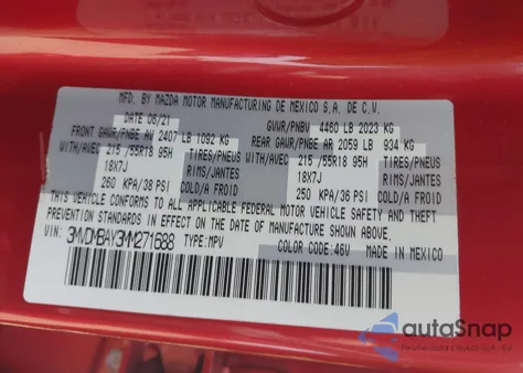 2021 Mazda Cx-30 2.5 Turbo from USA, damaged, VIN 3MVDMBAY3MM271688